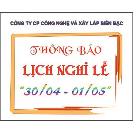 Biển Bạc thông báo lịch nghỉ lễ 30/04 - 01/05/2017